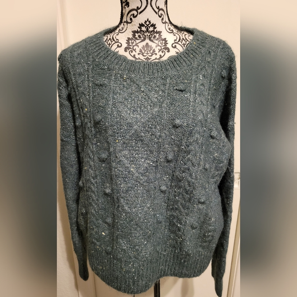 Old Navy Green Speckled Crew Neck Sweater Sz Medium